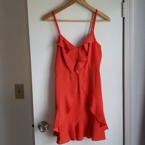 BCBG Maxazria mini ruffled dress in orange - Picture 2 of 6